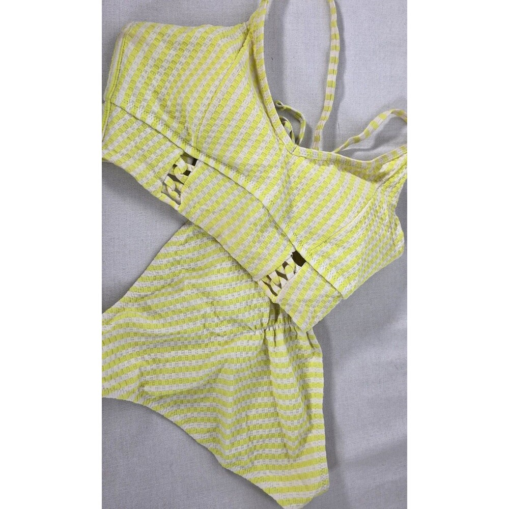 Two Piece Swimwear Woman's Yellow/ White Bathing Suit Small